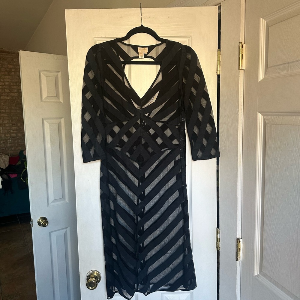 Tracy Reese Black Sheath Dress with Plunge Neckline